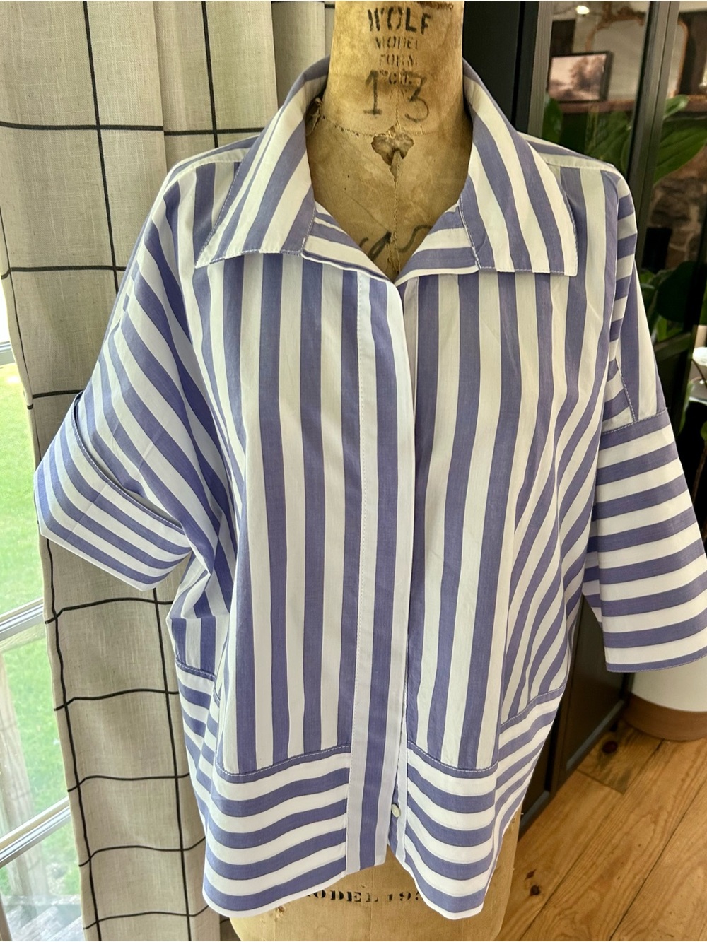 Banana Republic Striped Button-Front Shirt Blue & White